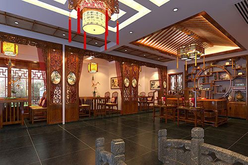 博鳌镇优雅恬淡中式茶叶店装修设计效果图